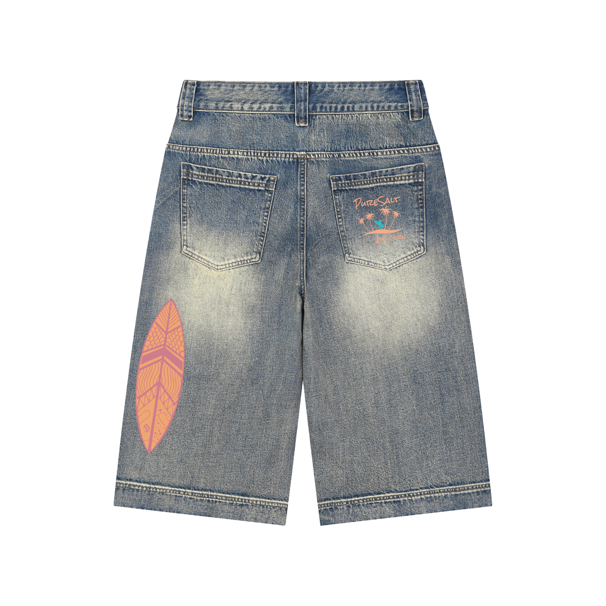Vintage Wash Baggy Denim Shorts