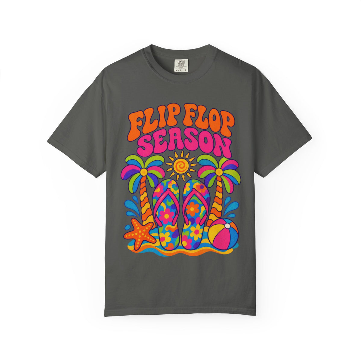 Flip Flop Season Tee | Summer Beach Shirt | Colorful Sandals T-Shirt | Comfort Colors