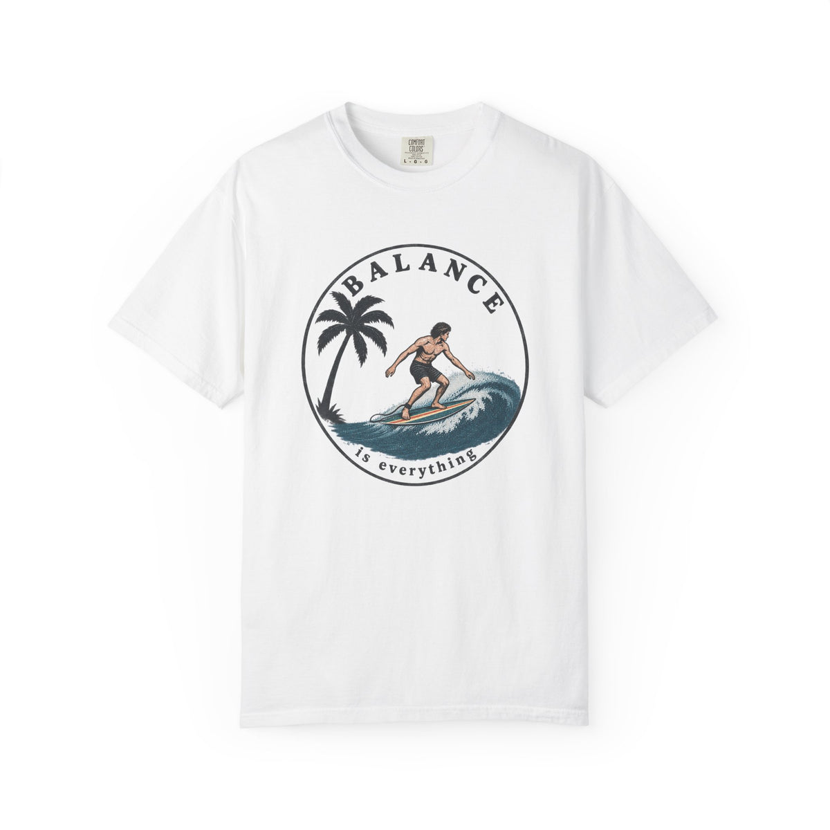 Balance Is Everything Tee | Vintage Surfer Badge Shirt | Inspirational Surf T-Shirt | Comfort Colors Gift