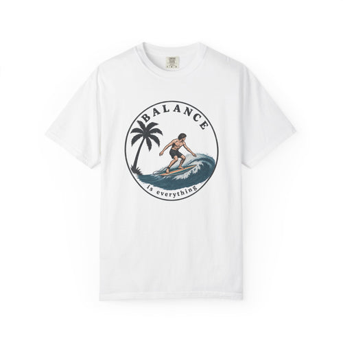 Balance Is Everything Tee | Vintage Surfer Badge Shirt | Inspirational Surf T-Shirt | Comfort Colors Gift