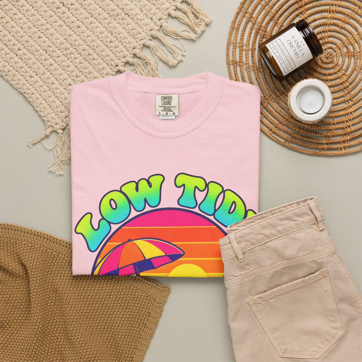 Low Tide High Vibes Tee | Good Vibes Beach Shirt | Colorful Tide Pool T-Shirt | Comfort Colors