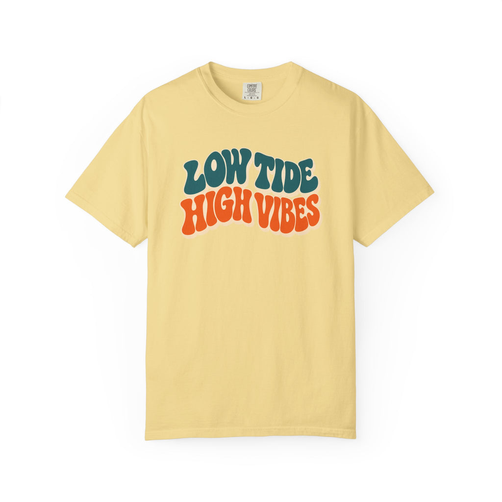 Low Tide High Vibes Tee | Retro Wavy Beach T-Shirt | Good Vibes Summer Shirt | Comfort Colors Gift