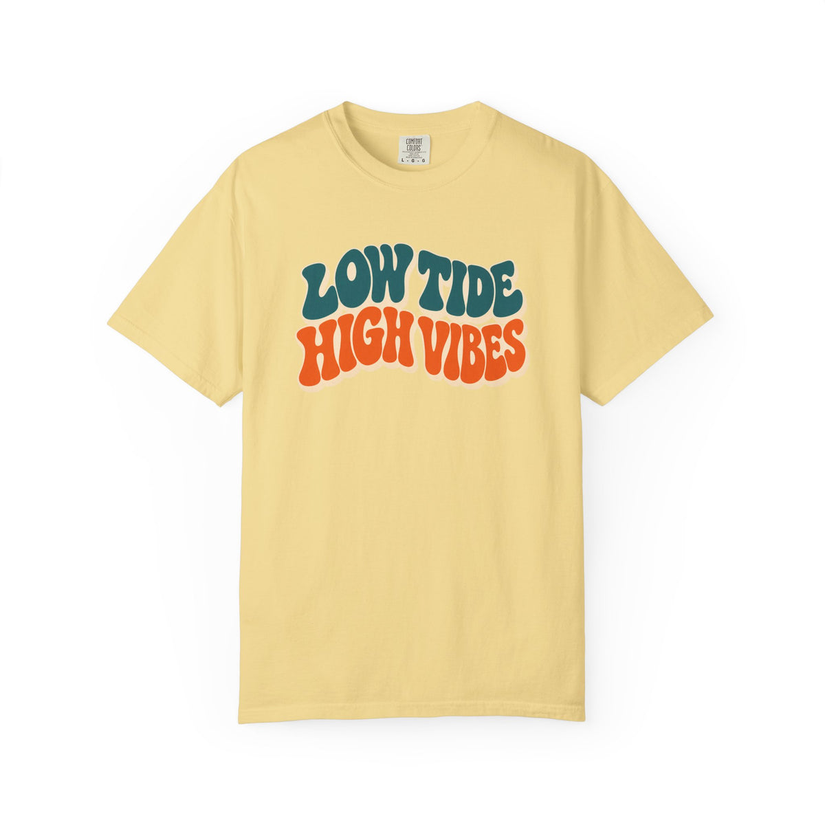 Low Tide High Vibes Tee | Retro Wavy Beach T-Shirt | Good Vibes Summer Shirt | Comfort Colors Gift