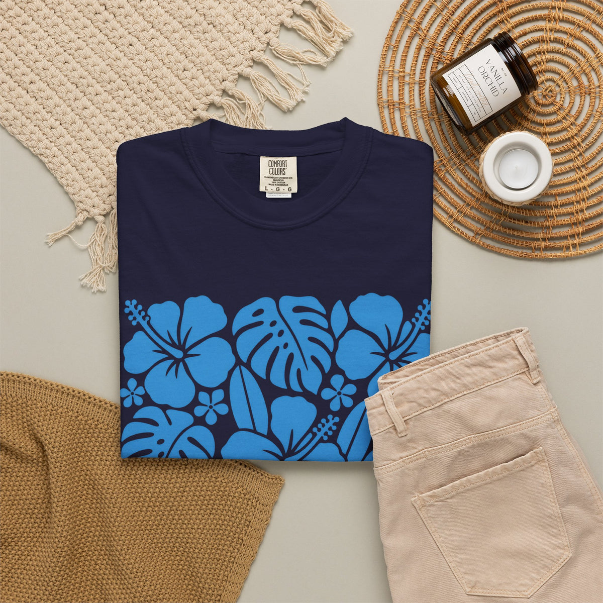 Island State Of Mind Shirt | Hibiscus Monstera Block Tee | Comfort Colors T-Shirt