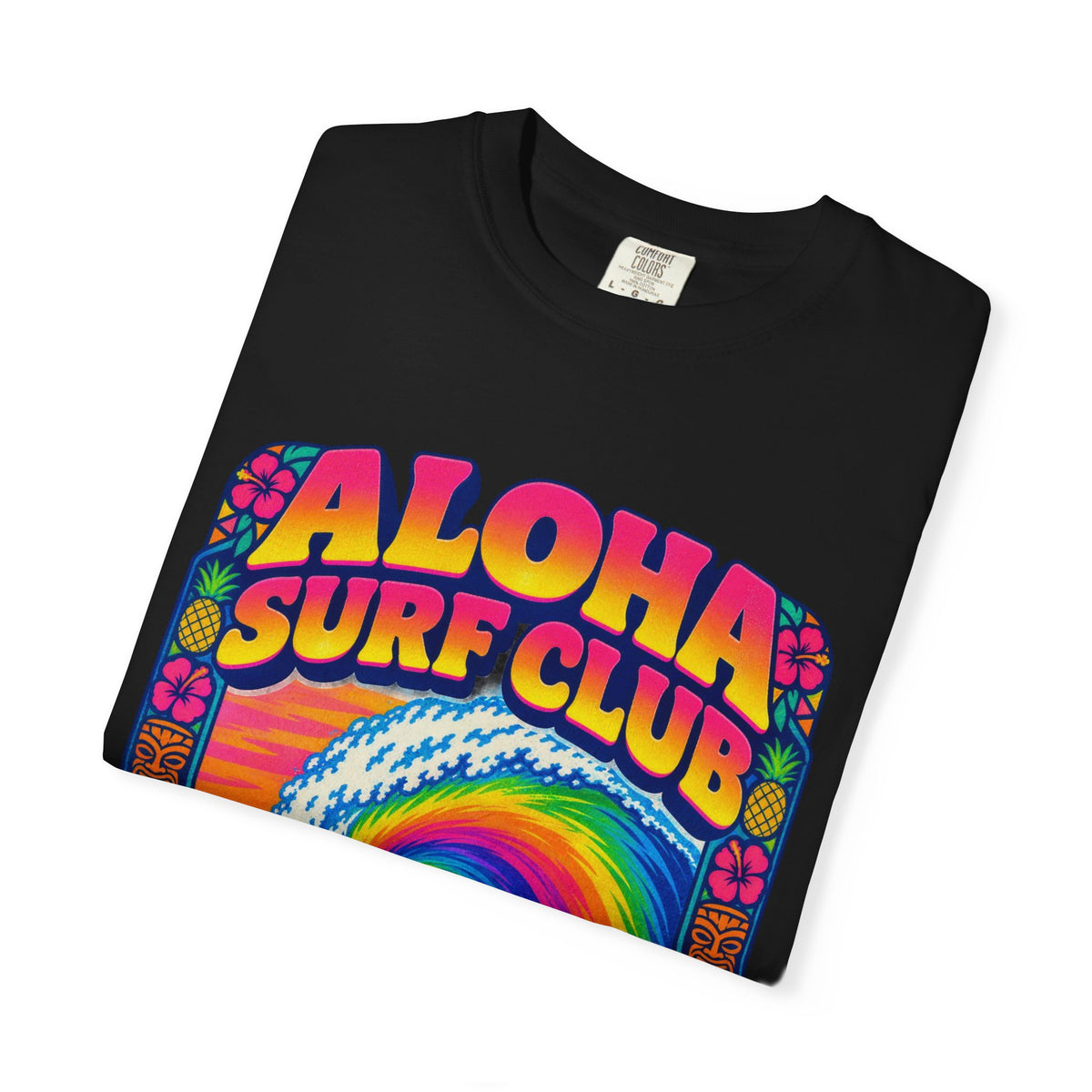 Aloha Surf Club Tee | Hawaiian Retro Surf Shirt | Tropical Hibiscus T-Shirt | Comfort Colors