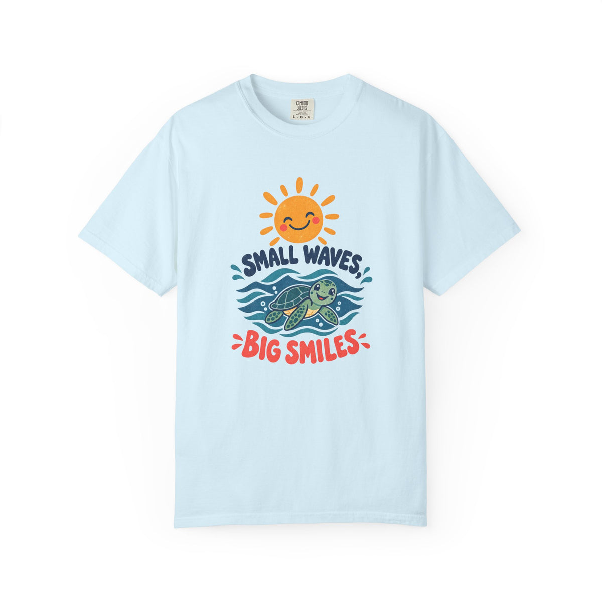Small Waves Big Smiles Tee | Cute Sea Turtle Sun Shirt | Happy Beach T-Shirt | Comfort Colors Gift