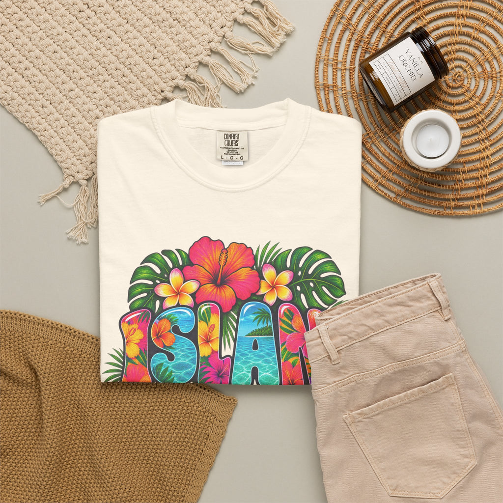 Island Girl Tee | Tropical Girl Shirt | Hibiscus Beach T-Shirt | Comfort Colors