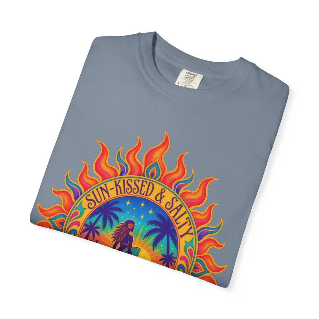 Sun-Kissed & Salty Tee | Sun Mandala Surf Girl Shirt | Boho Beach T-Shirt | Comfort Colors