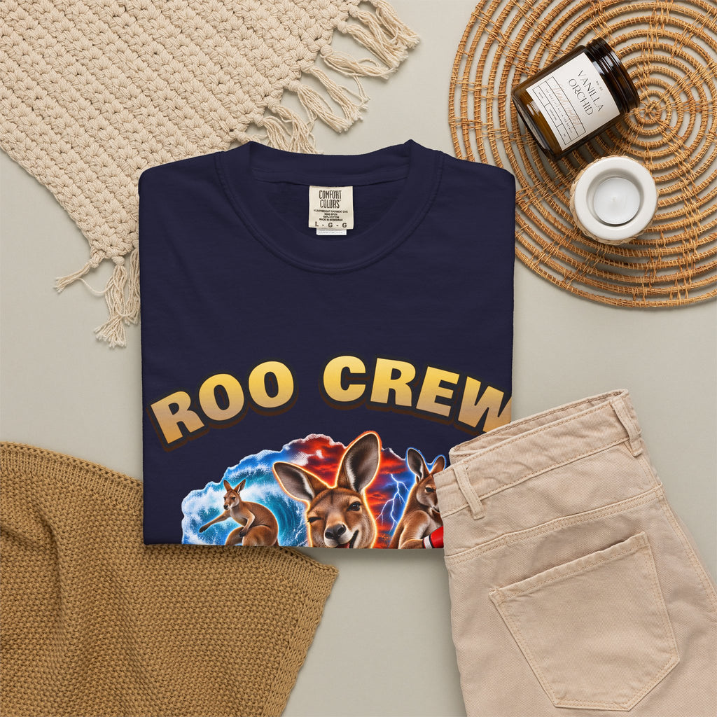 Roo Crew Kangaroo Shirt | Funny Aussie Bootleg Tee | Comfort Colors T-Shirt