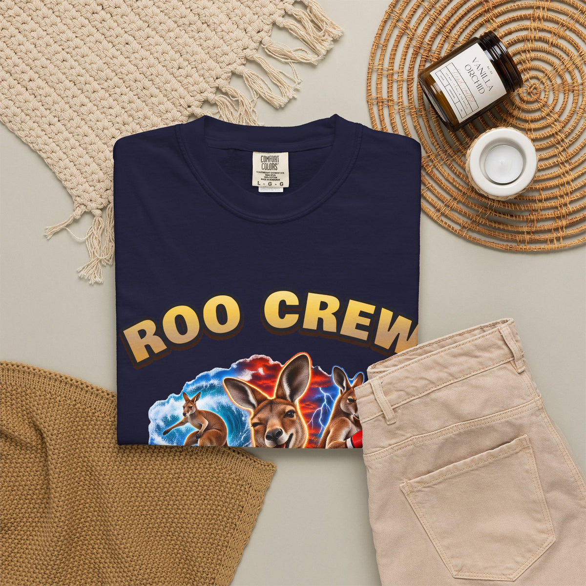 Roo Crew Kangaroo Shirt | Funny Aussie Bootleg Tee | Comfort Colors T-Shirt