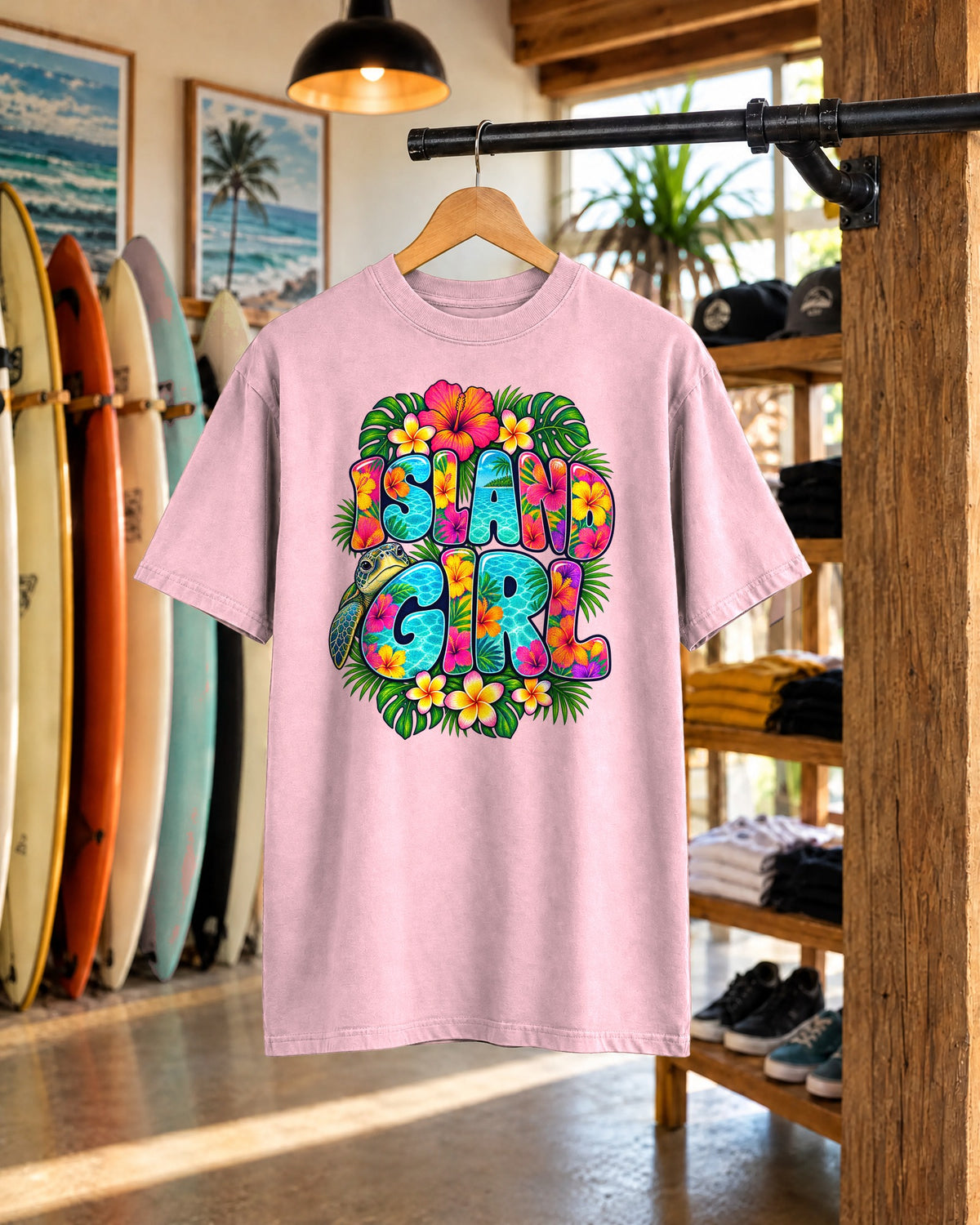Island Girl Tee | Tropical Girl Shirt | Hibiscus Beach T-Shirt | Comfort Colors