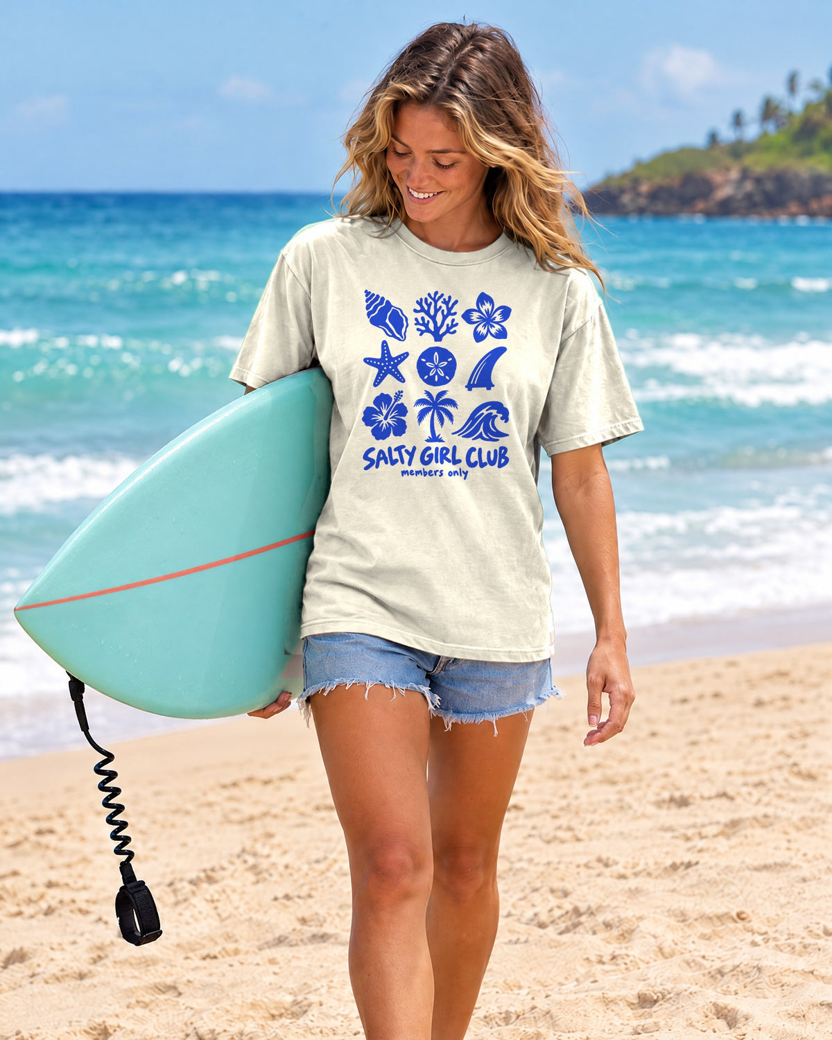 Salty Girl Club Shirt | Sea Shell Icons Beach Tee | Comfort Colors T-Shirt
