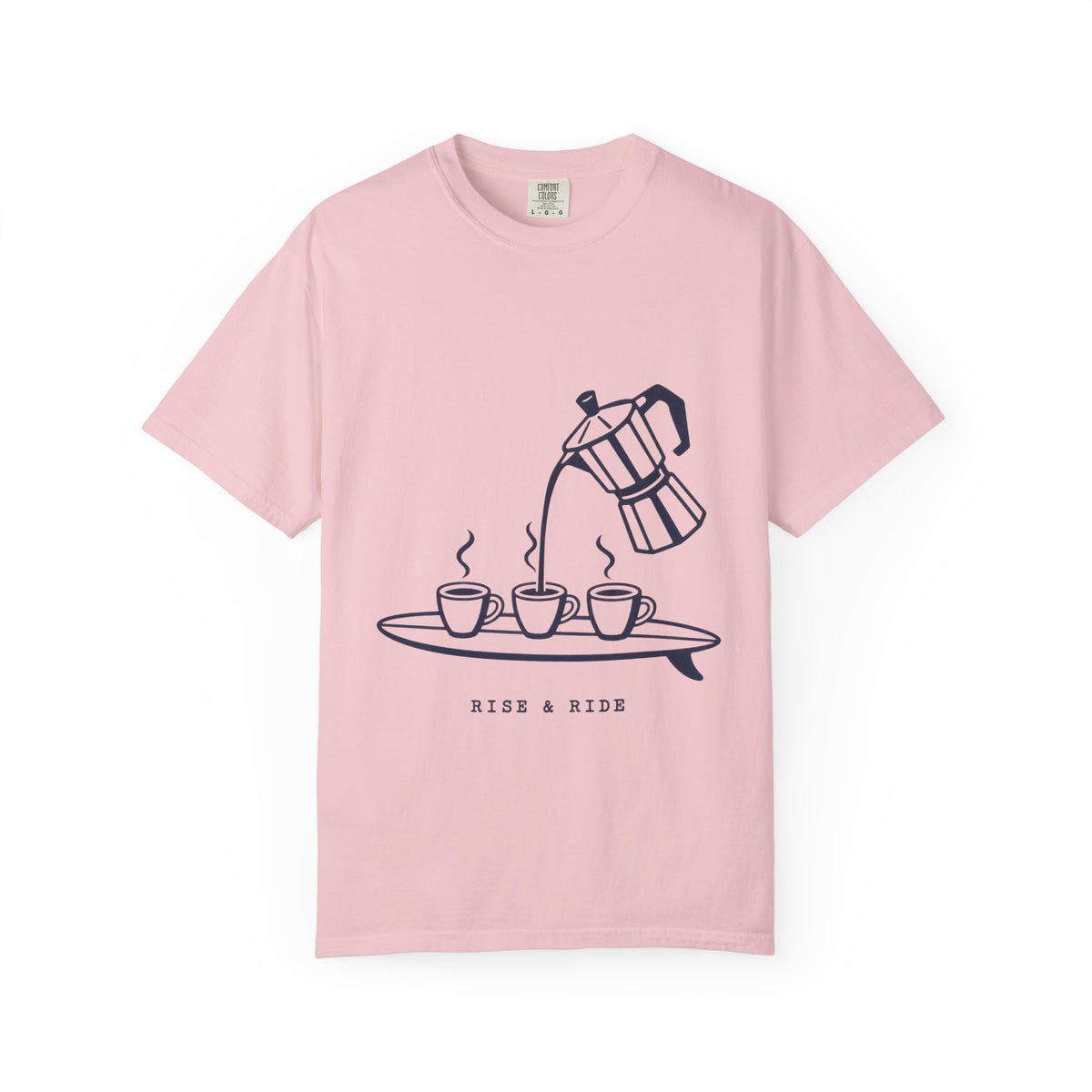 Rise And Ride Coffee Surf Shirt | Espresso Surfboard Tee | Comfort Colors T-Shirt