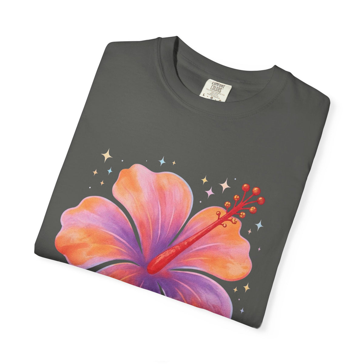 Pastel Hibiscus Tee | Sparkly Tropical Flower Shirt | Dreamy Hibiscus Graphic T-Shirt | Comfort Colors