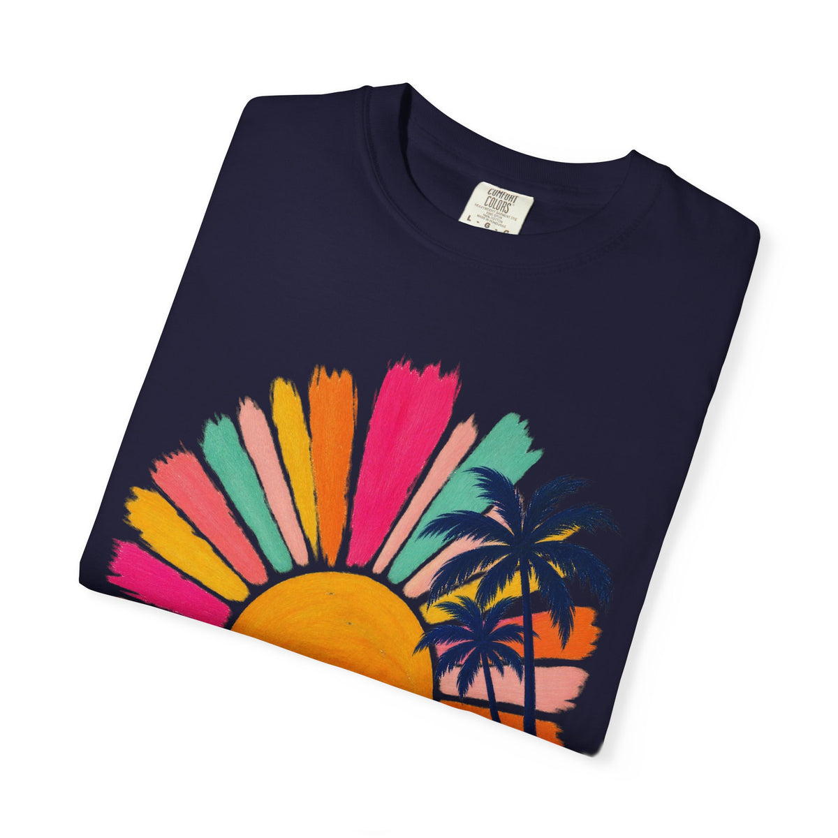 Pastel Sunrise Palm Shirt | Retro Sun Rays Beach Tee | Comfort Colors T-Shirt