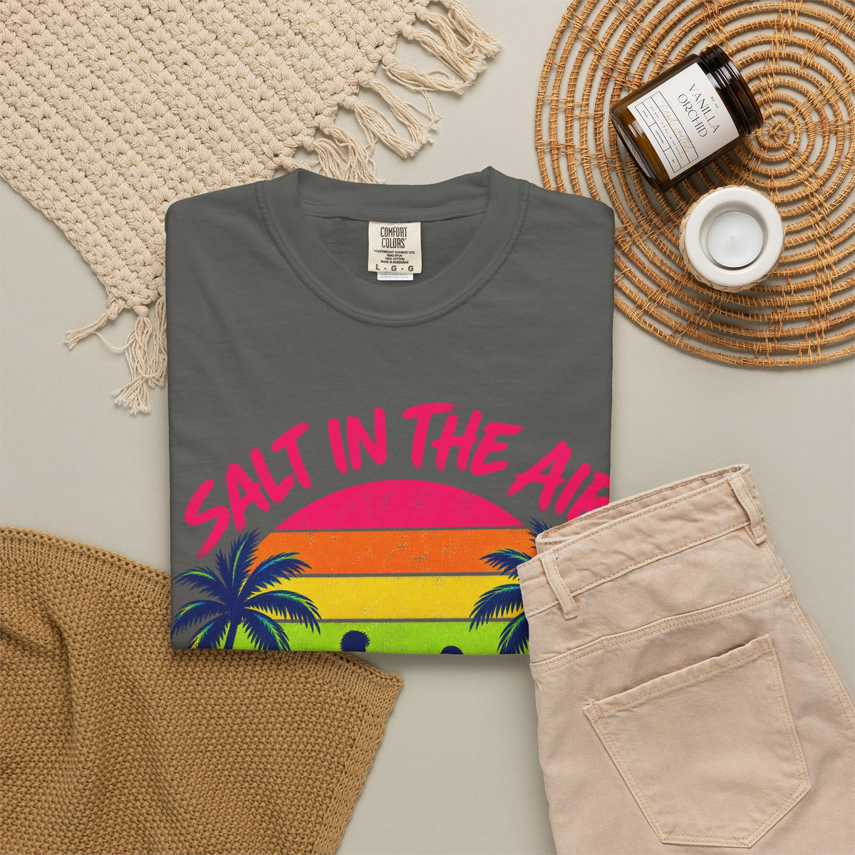 Salt In The Air Tee | Ocean Breeze Shirt | Retro Beach T-Shirt | Comfort Colors