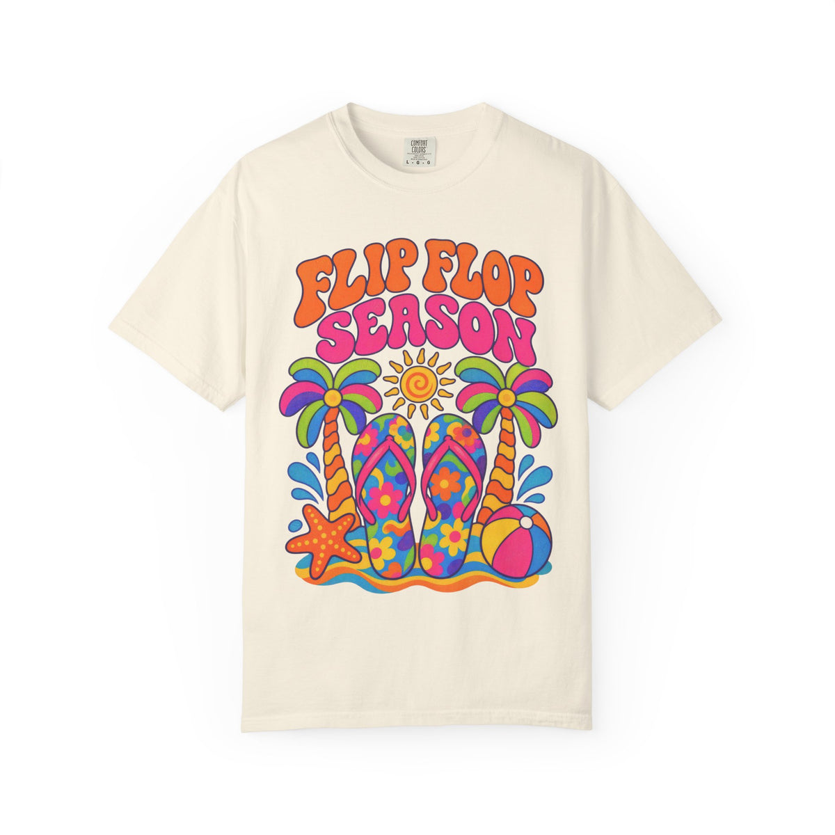 Flip Flop Season Tee | Summer Beach Shirt | Colorful Sandals T-Shirt | Comfort Colors