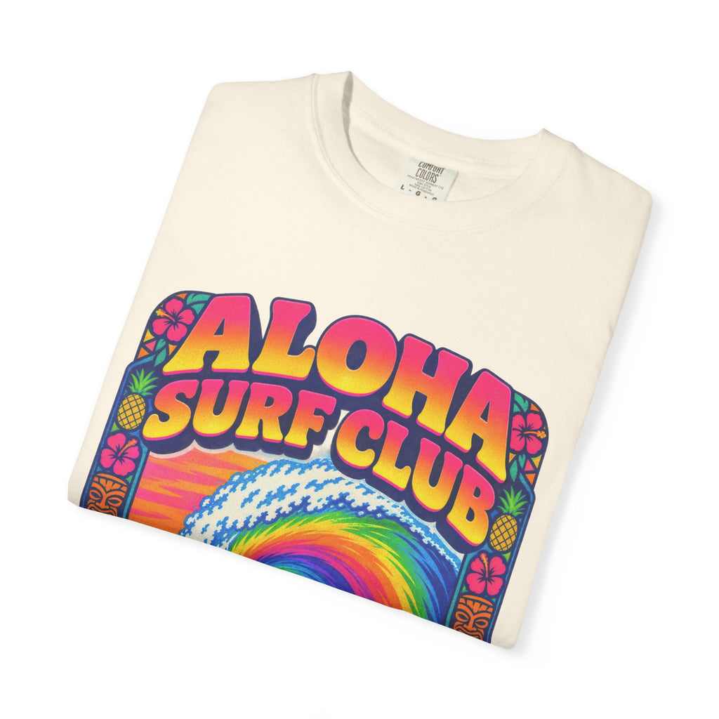 Aloha Surf Club Tee | Hawaiian Retro Surf Shirt | Tropical Hibiscus T-Shirt | Comfort Colors