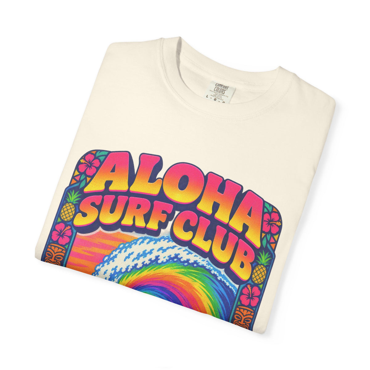Aloha Surf Club Tee | Hawaiian Retro Surf Shirt | Tropical Hibiscus T-Shirt | Comfort Colors