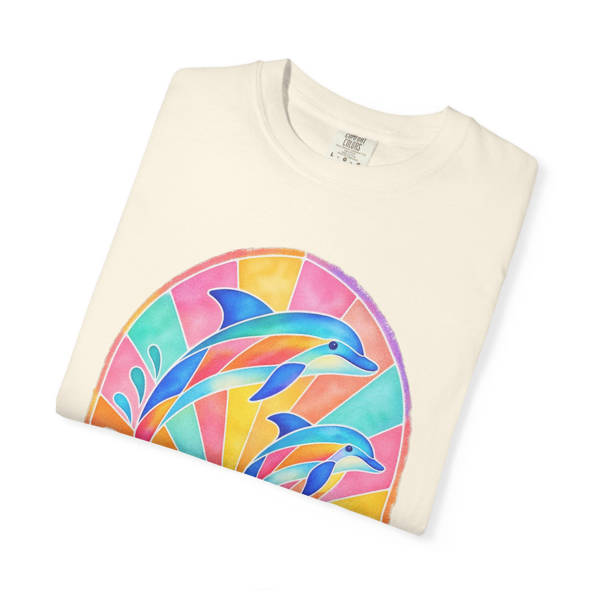 Pastel Dolphin Shirt | Stained Glass Dolphin Sunburst Tee | Comfort Colors T-Shirt