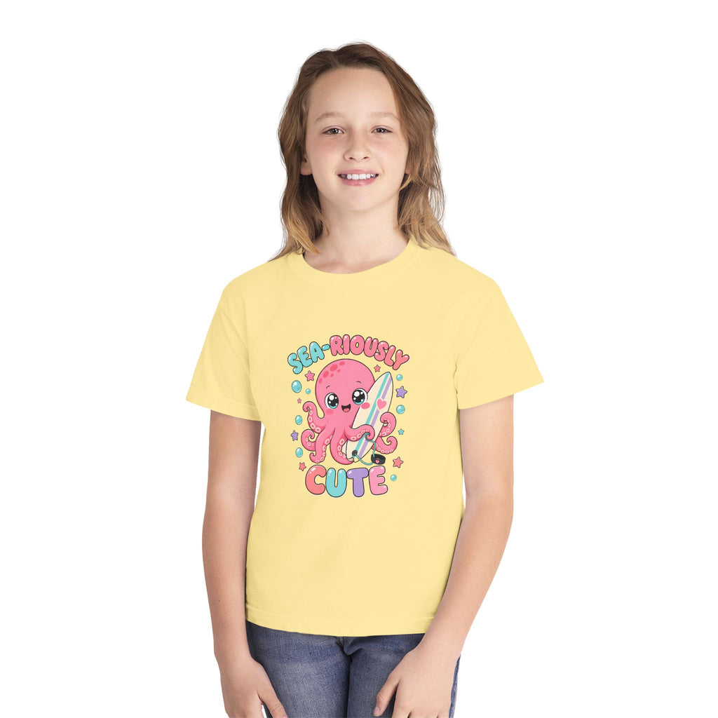 Sea-Riously Cute Kids Tee | Cute Octopus Kids Shirt | Youth Beach T-Shirt | Surf Kid Gift