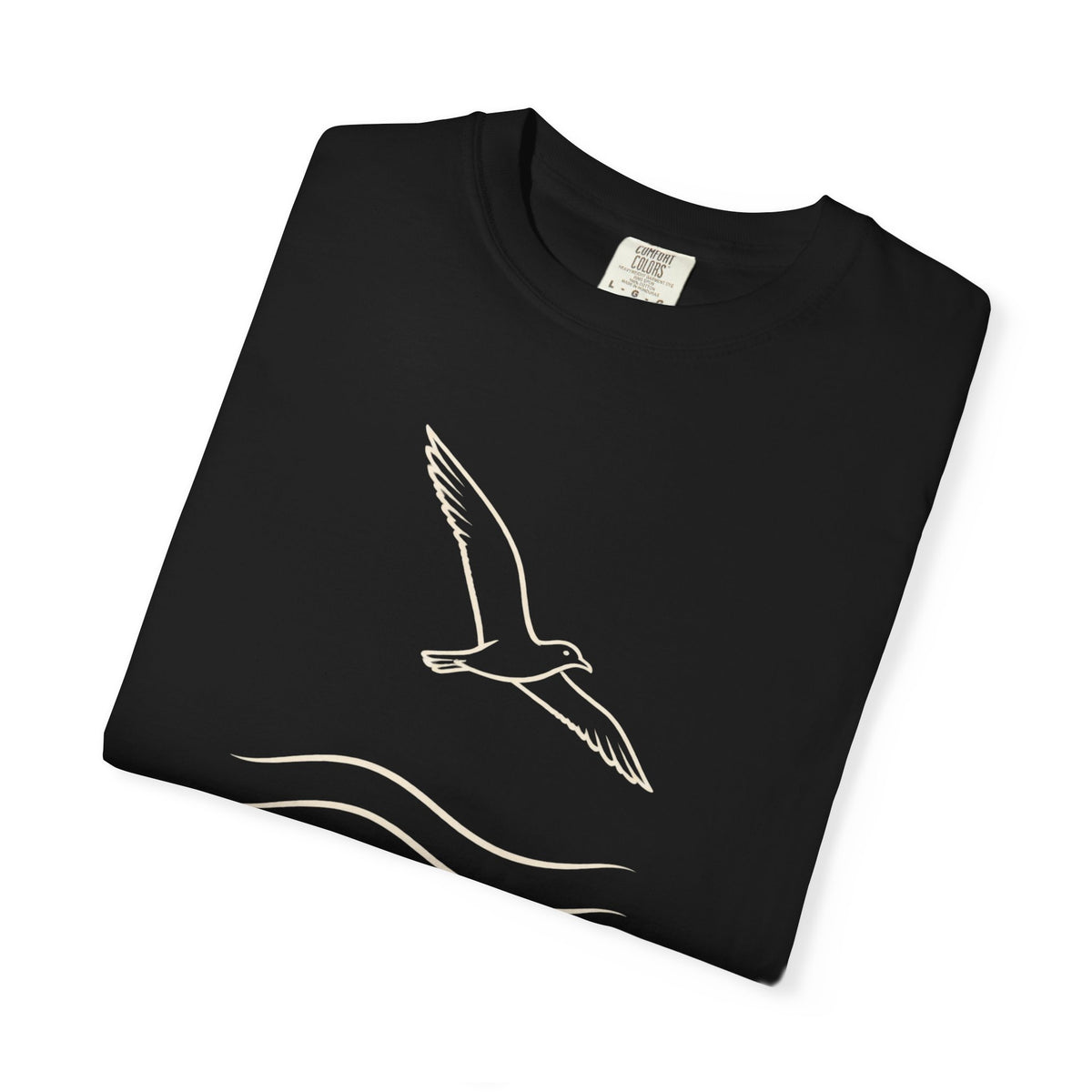 Let The Sea Set You Free Tee | Seagull Line Art Shirt | Freedom Ocean Quote T-Shirt | Comfort Colors Moss