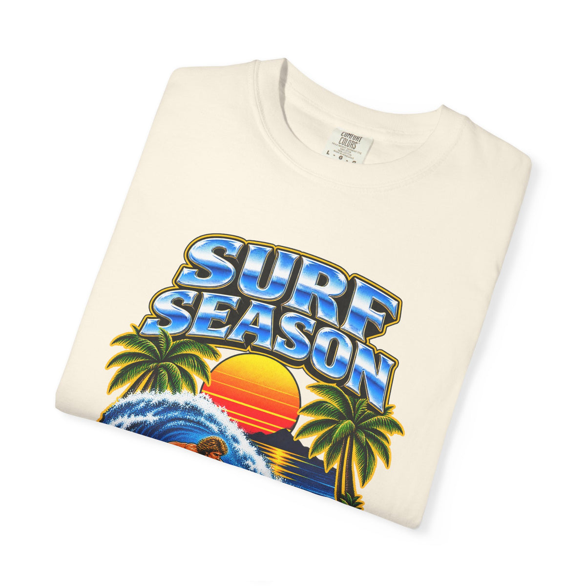 Surf Season Tee | Retro 80s Airbrush Surfer Shirt | Vintage Bootleg Style Wave T-Shirt | Comfort Colors