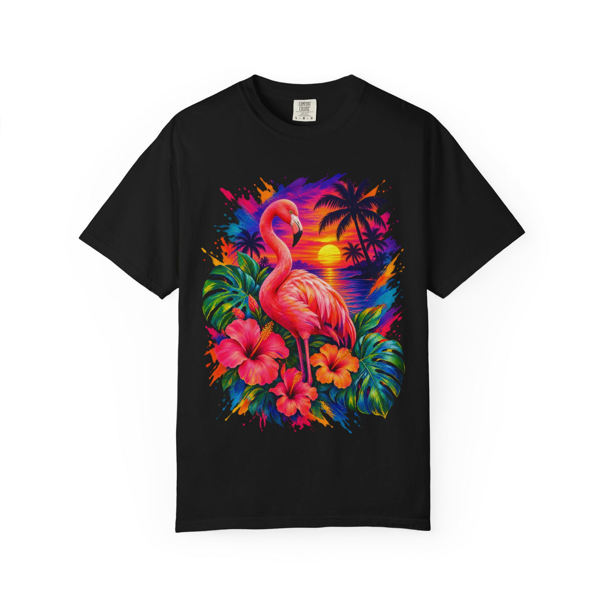 Flamingo Sunset Shirt | Tropical Flamingo Paradise Tee | Comfort Colors T-Shirt