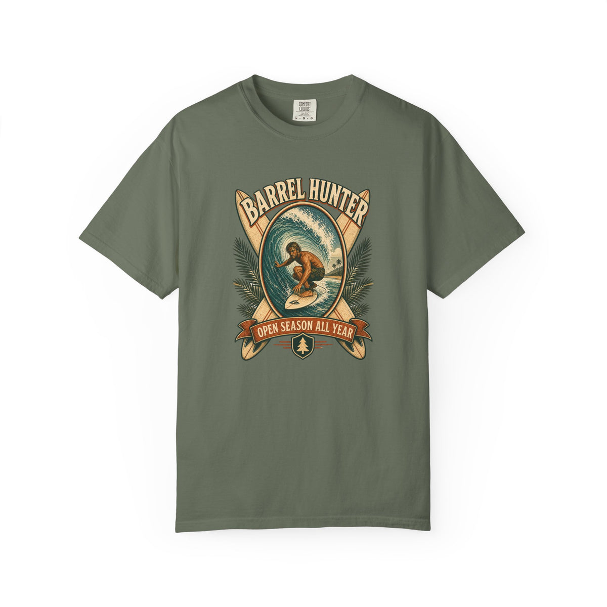Barrel Hunter Tee | Vintage Barrel Surf Shirt | Retro Beach T-Shirt | Comfort Colors Gift