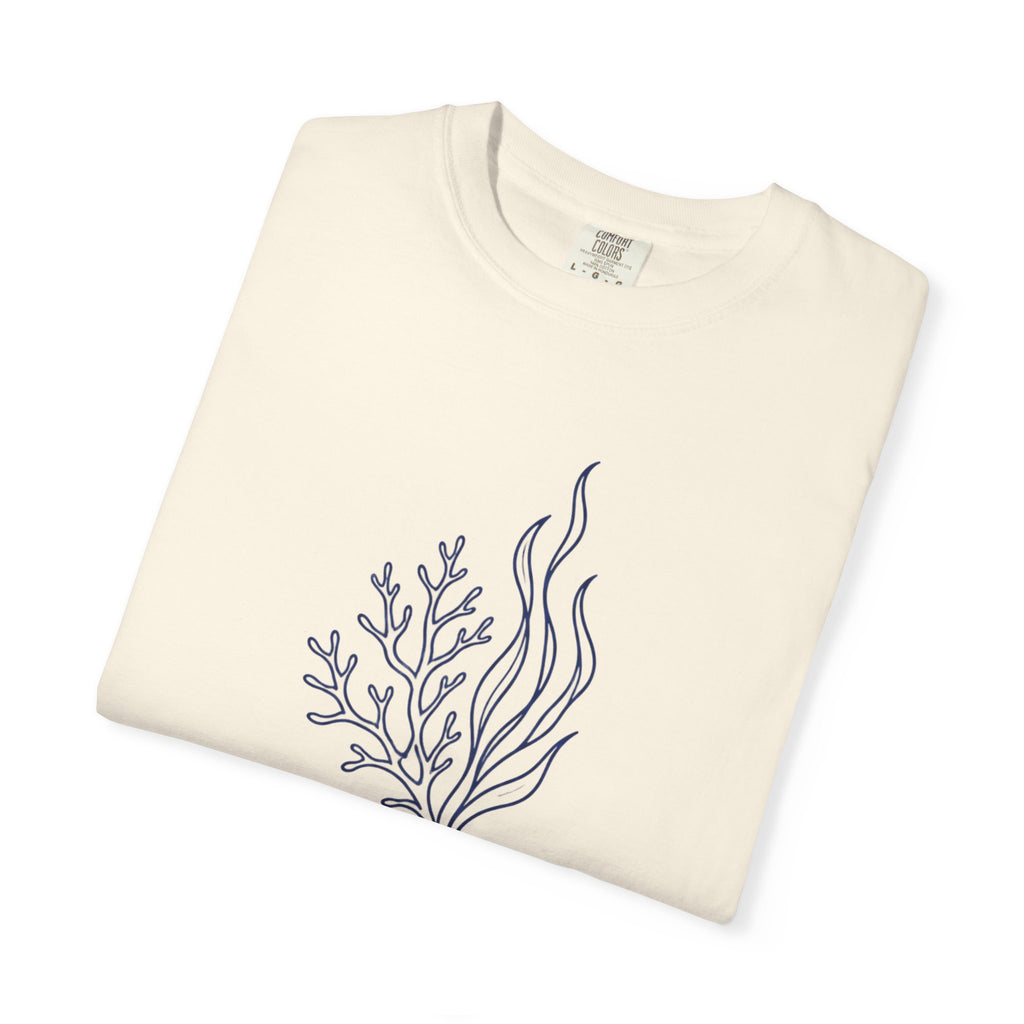 Grow Through The Tides Tee | Seaweed Line Art Shirt | Inspirational Ocean T-Shirt | Comfort Colors Mint