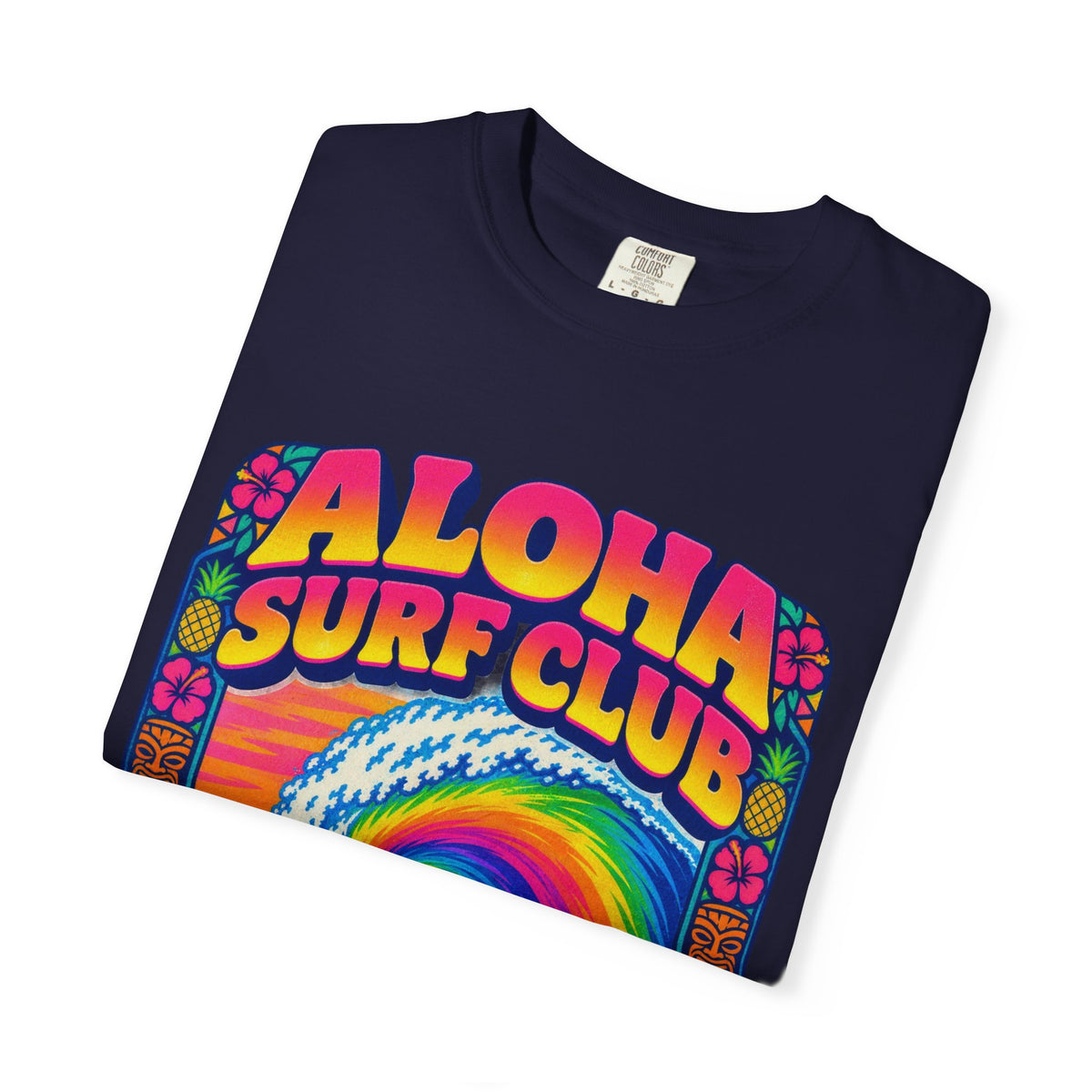 Aloha Surf Club Tee | Hawaiian Retro Surf Shirt | Tropical Hibiscus T-Shirt | Comfort Colors