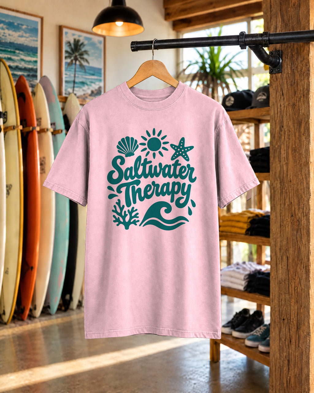 Saltwater Therapy Shirt | Hand Lettered Beach Tee | Comfort Colors T-Shirt
