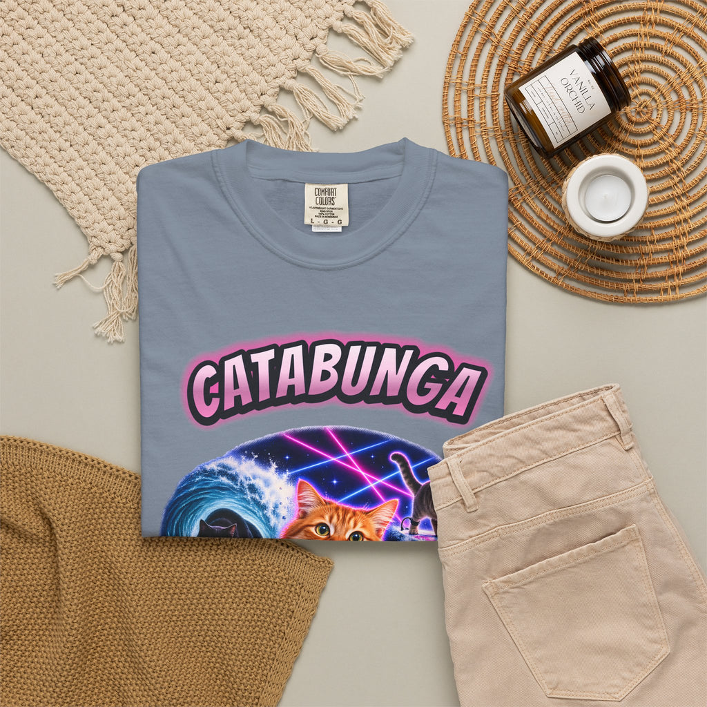 Catabunga Surf Cat Shirt | Funny Cat Bootleg Tee | Comfort Colors T-Shirt