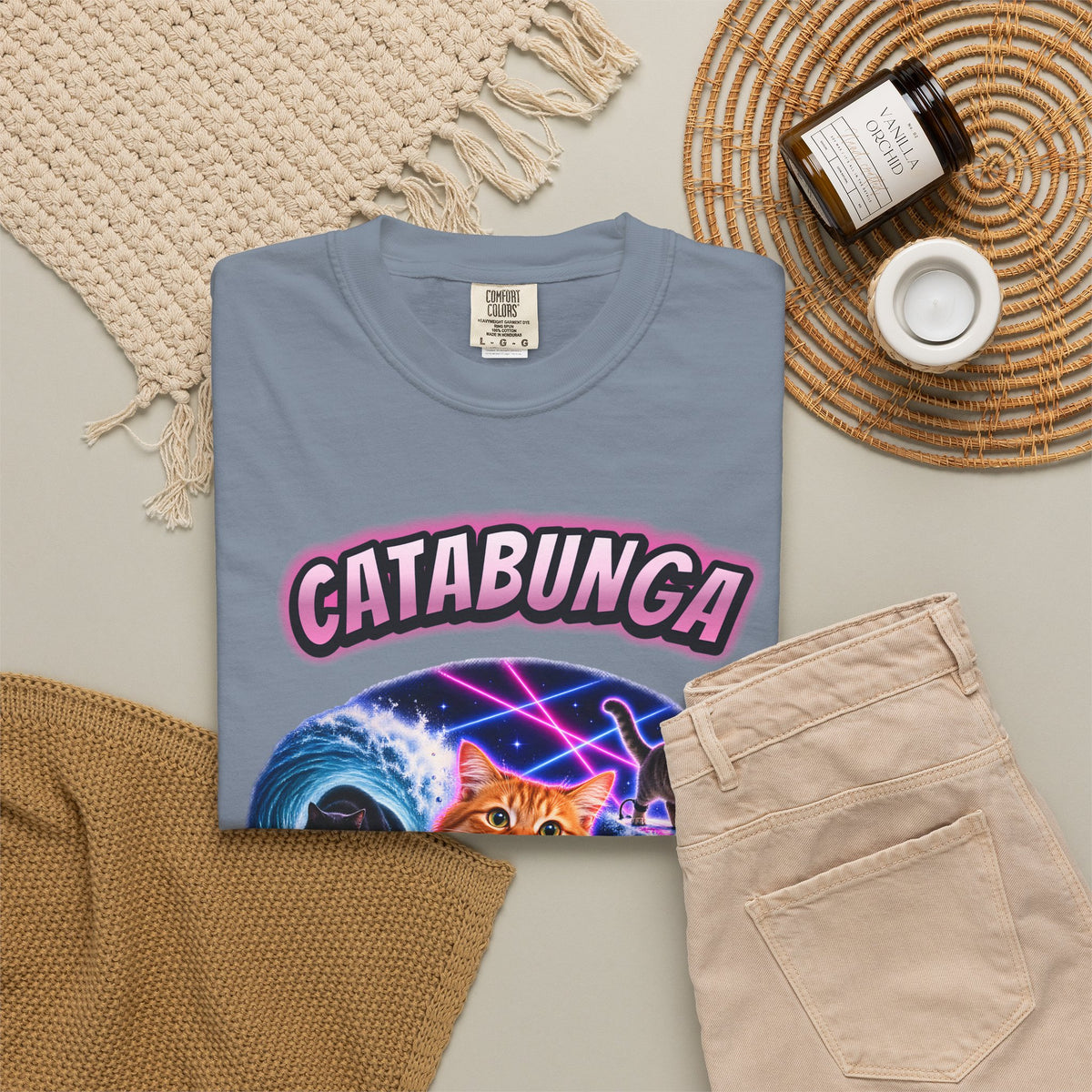 Catabunga Surf Cat Shirt | Funny Cat Bootleg Tee | Comfort Colors T-Shirt