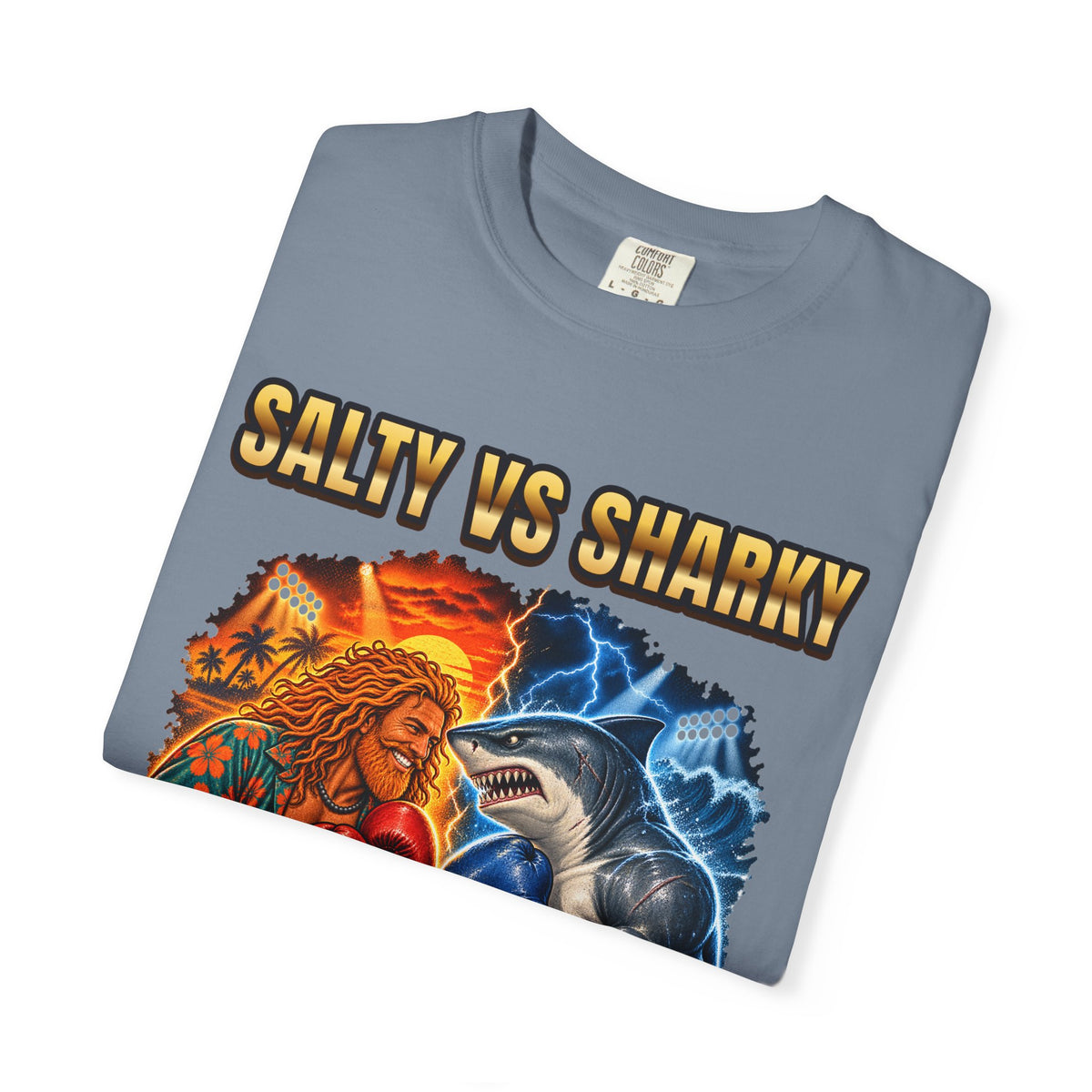 Salty vs Sharky Fight Shirt | Boxing Poster Surf Bootleg Tee | Comfort Colors T-Shirt