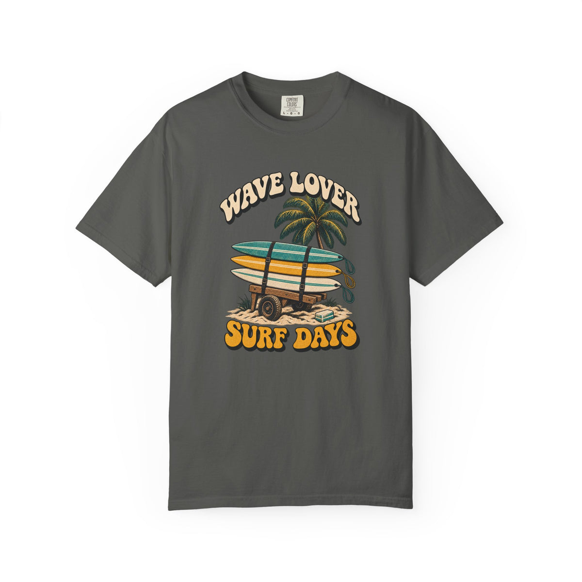Wave Lover Surf Days Tee | Retro Surfboard Cart Shirt | Vintage Beach T-Shirt | Comfort Colors Gift