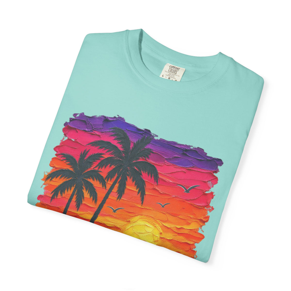 Palm Tree Sunset Shirt | Impasto Painted Beach Tee | Comfort Colors T-Shirt