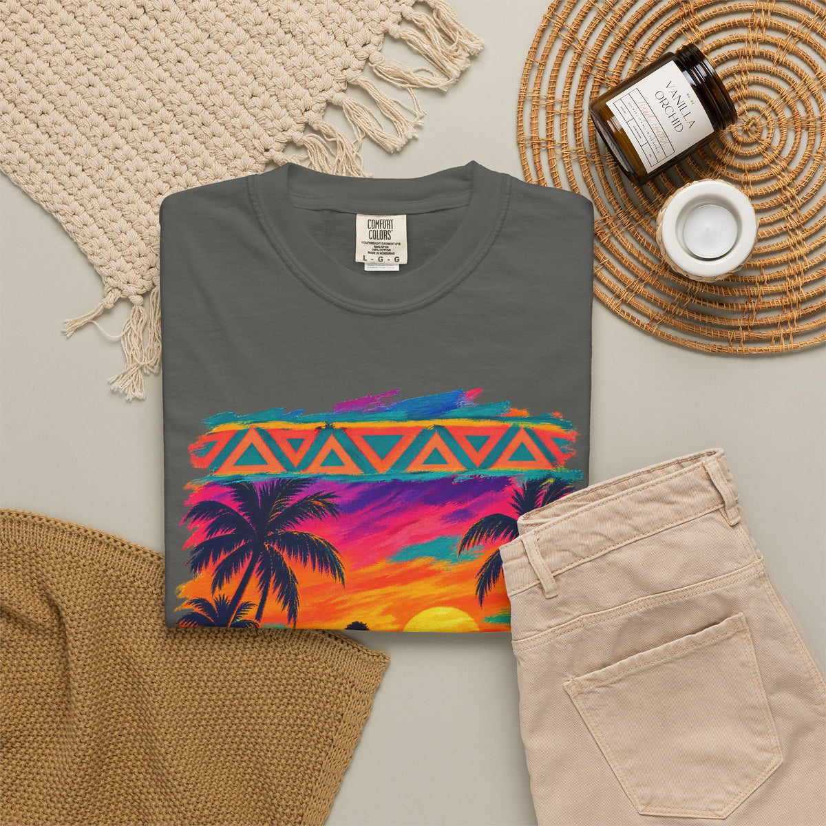 Surfer Walking To The Lineup Shirt | Tribal Sunset Surf Tee | Comfort Colors T-Shirt