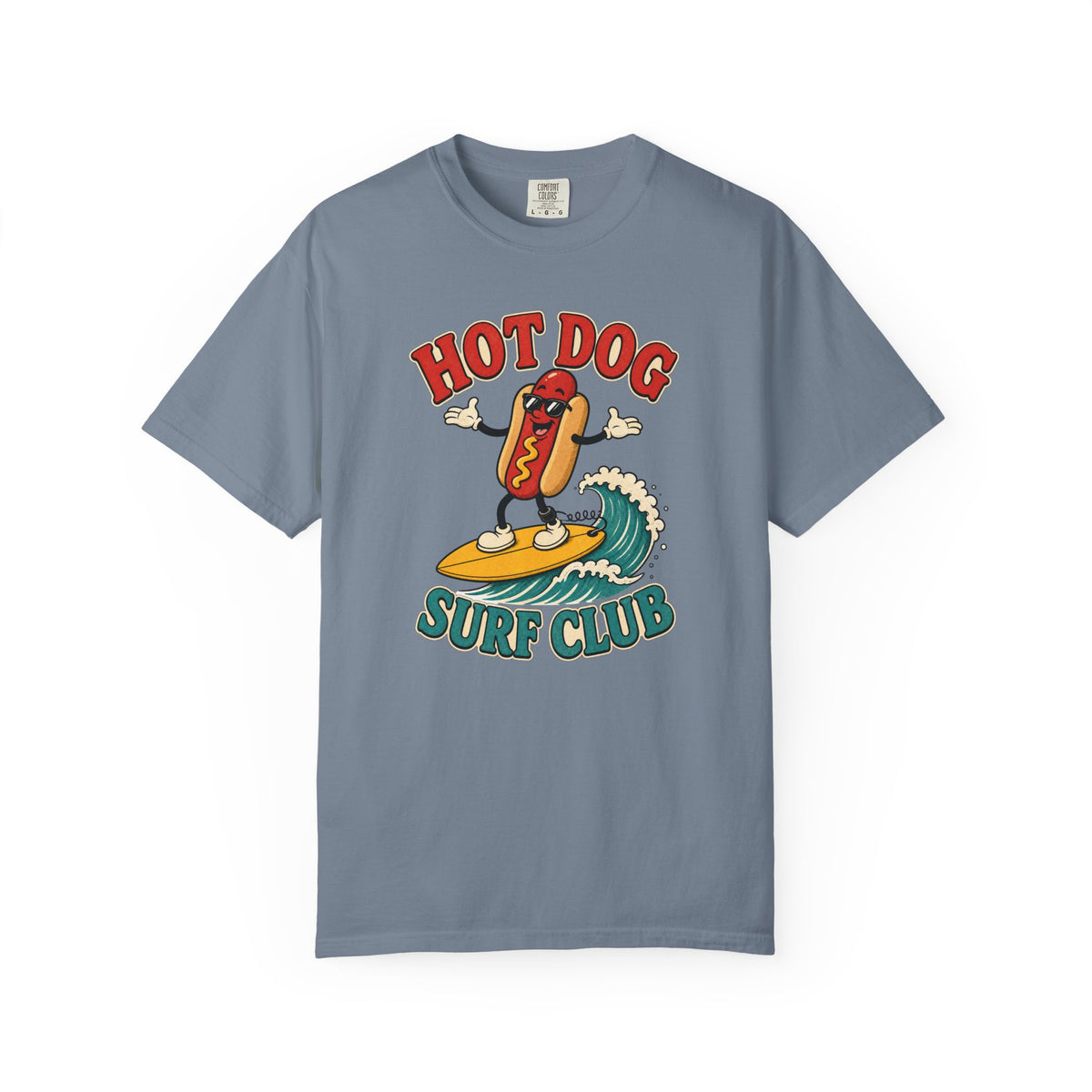 Hot Dog Surf Club Tee | Funny Hot Dog Surf Shirt | Retro Beach T-Shirt | Comfort Colors Gift