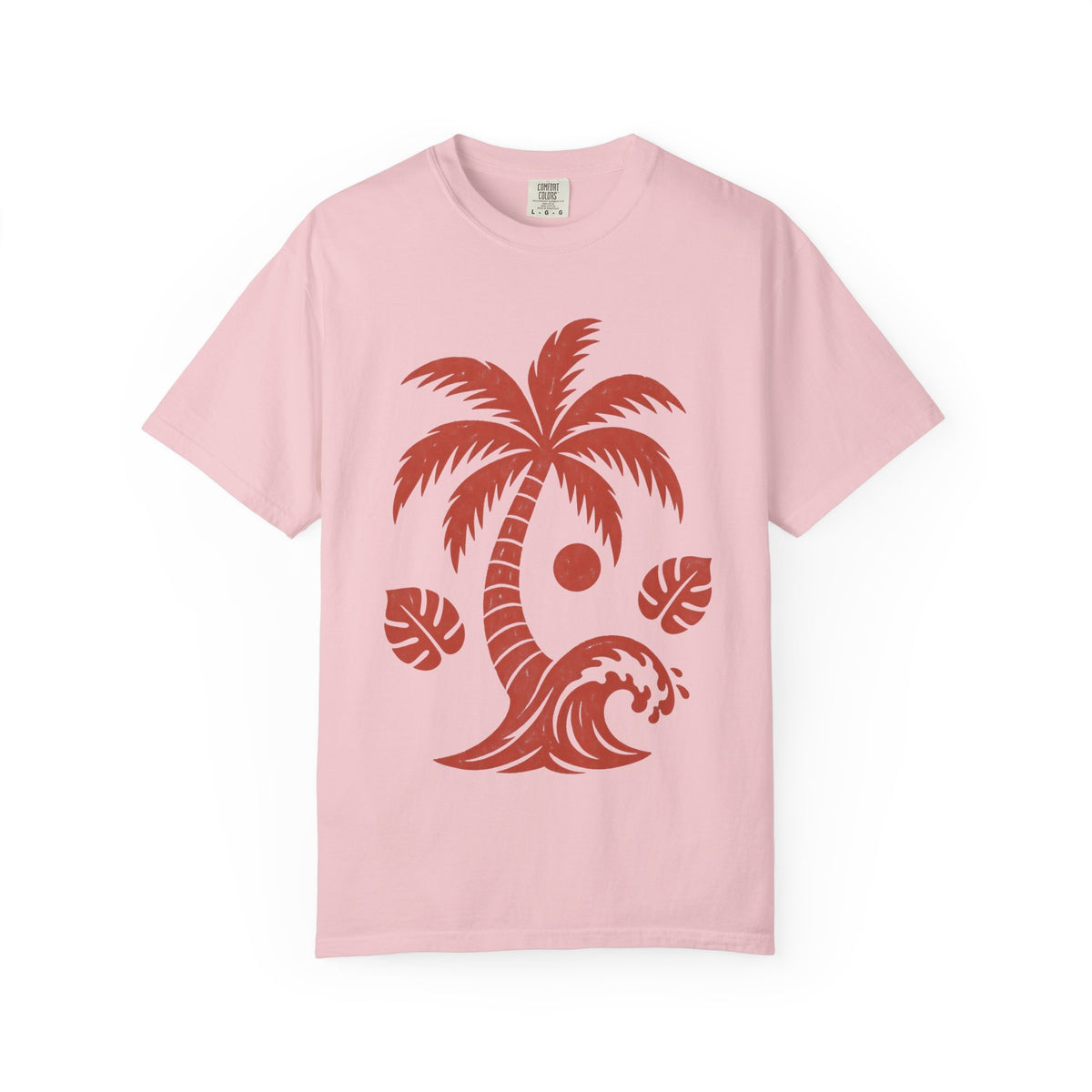 Block Print Palm Wave Shirt | Minimal Palm Tree Tee | Comfort Colors T-Shirt