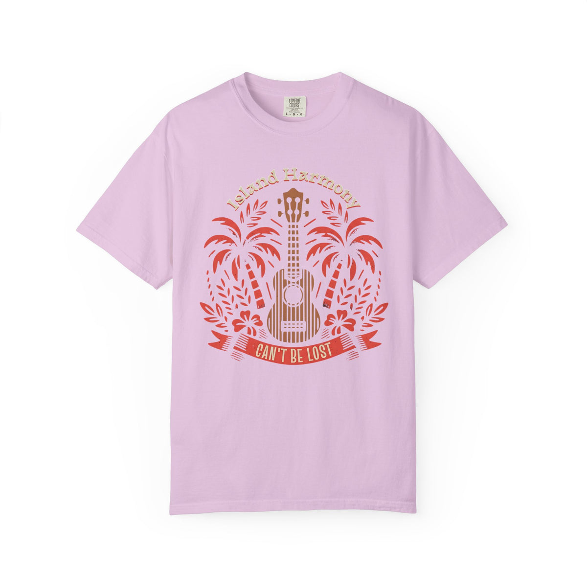 Island Harmony Guitar Tee | Can't Be Lost palm tree ukulele design