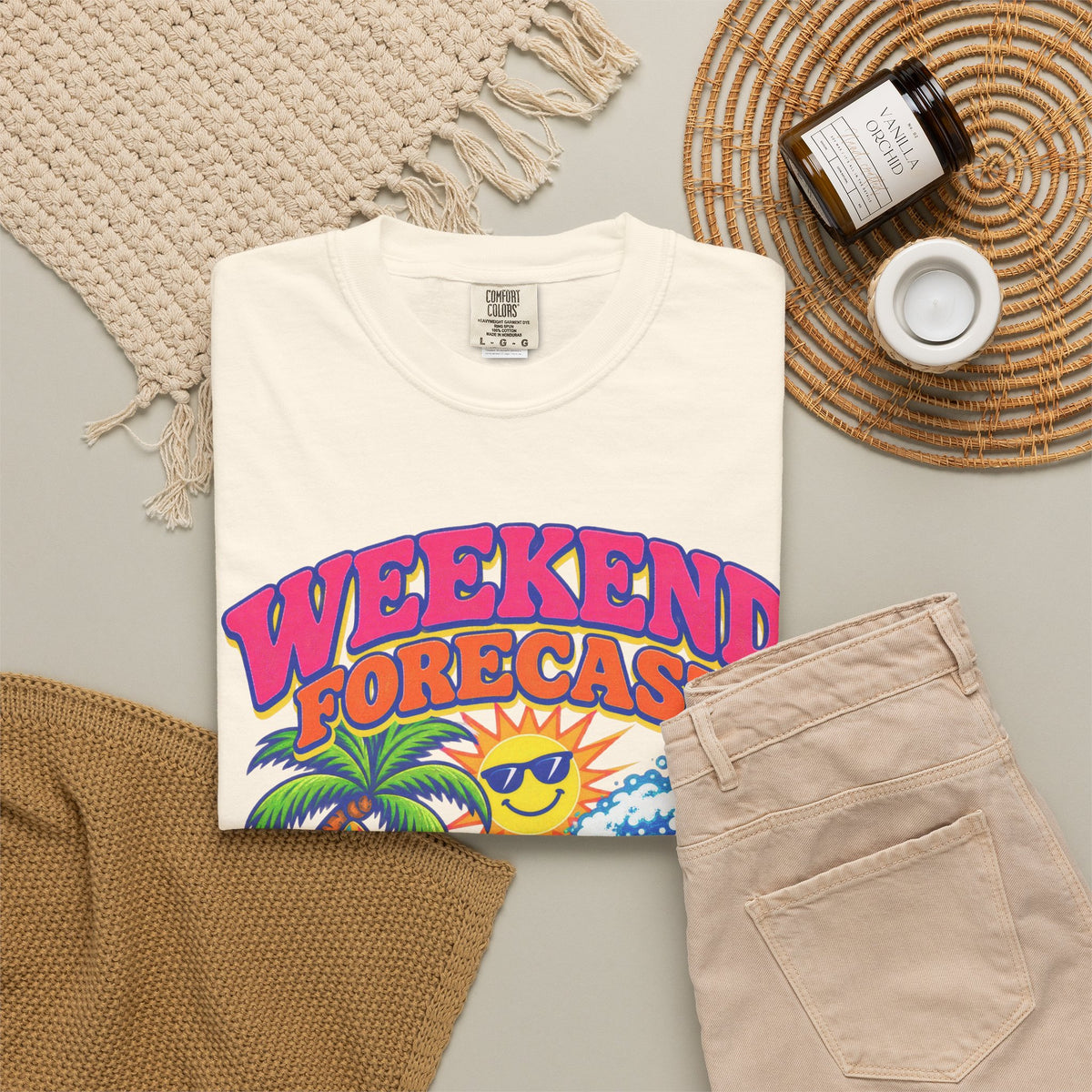 Weekend Forecast Surf Tee | Funny Weather Shirt | Beach Weekend T-Shirt | Comfort Colors