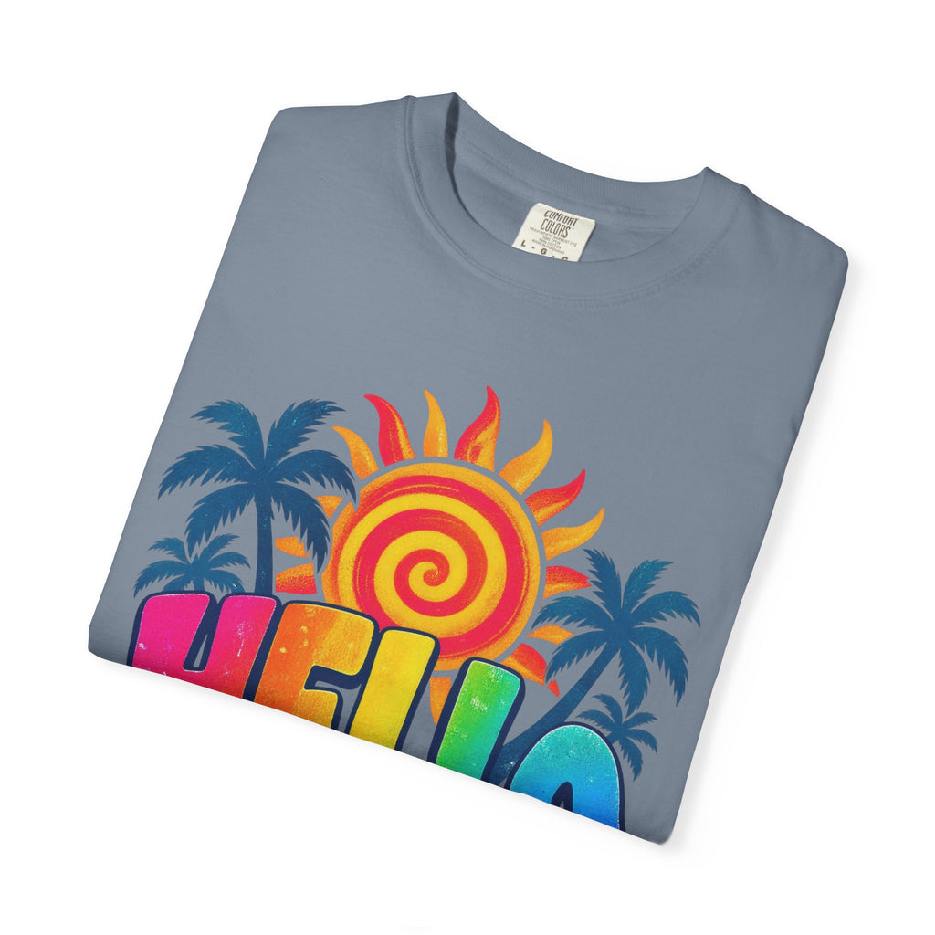 Hello Sunshine Tee | Retro Spiral Sun Shirt | Cute Summer T-Shirt | Comfort Colors