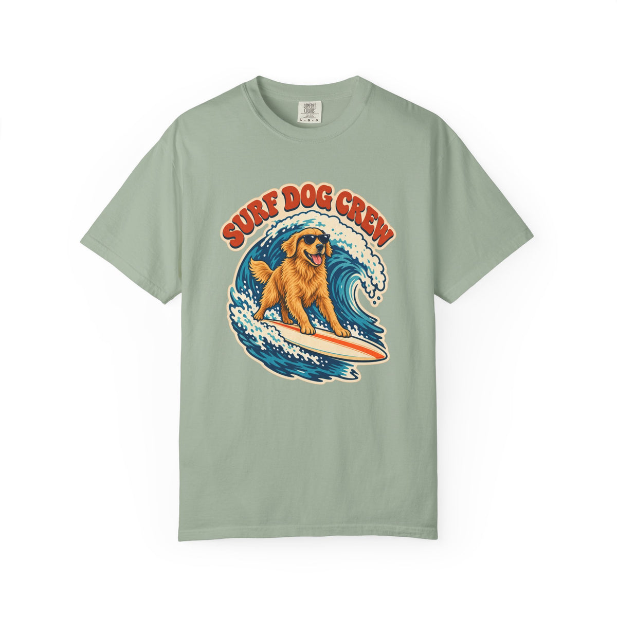Surf Dog Crew Tee | Golden Retriever Surfing Shirt | Funny Dog Lover Surf T-Shirt | Comfort Colors