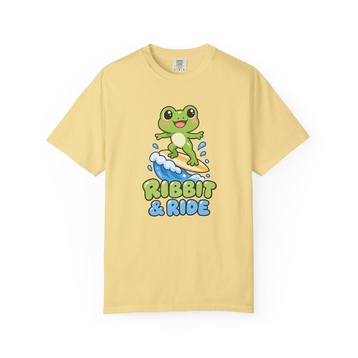Ribbit and Ride Tee | Cute Surfing Frog Shirt | Funny Frog Surf T-Shirt | Comfort Colors Butter
