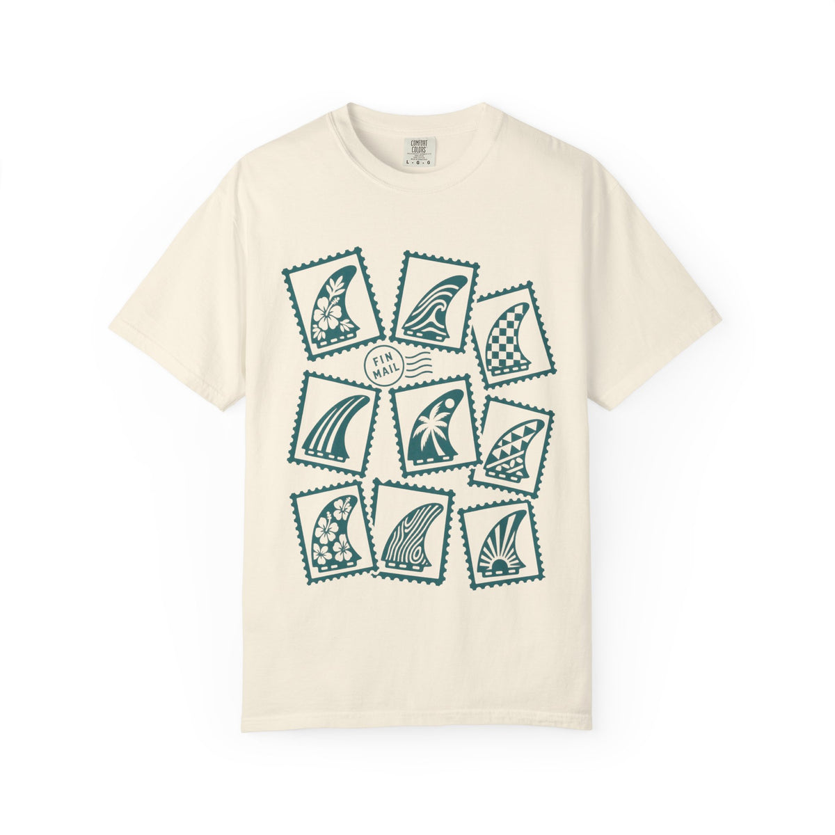 Fin Mail Surf Stamp Shirt | Postage Stamp Surf Fins Tee | Comfort Colors T-Shirt