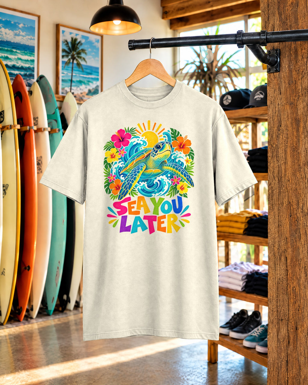 Sea You Later Sea Turtle Tee | Funny Ocean Pun Shirt | Colorful Beach T-Shirt | Comfort Colors