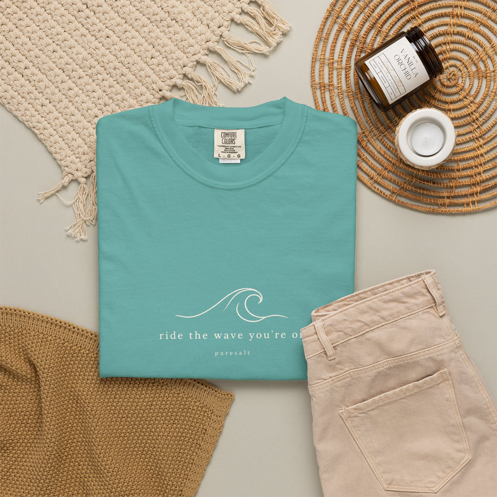 Wave Graphic T-Shirt — "Ride the Wave You're On" Relaxed Surf Tee
