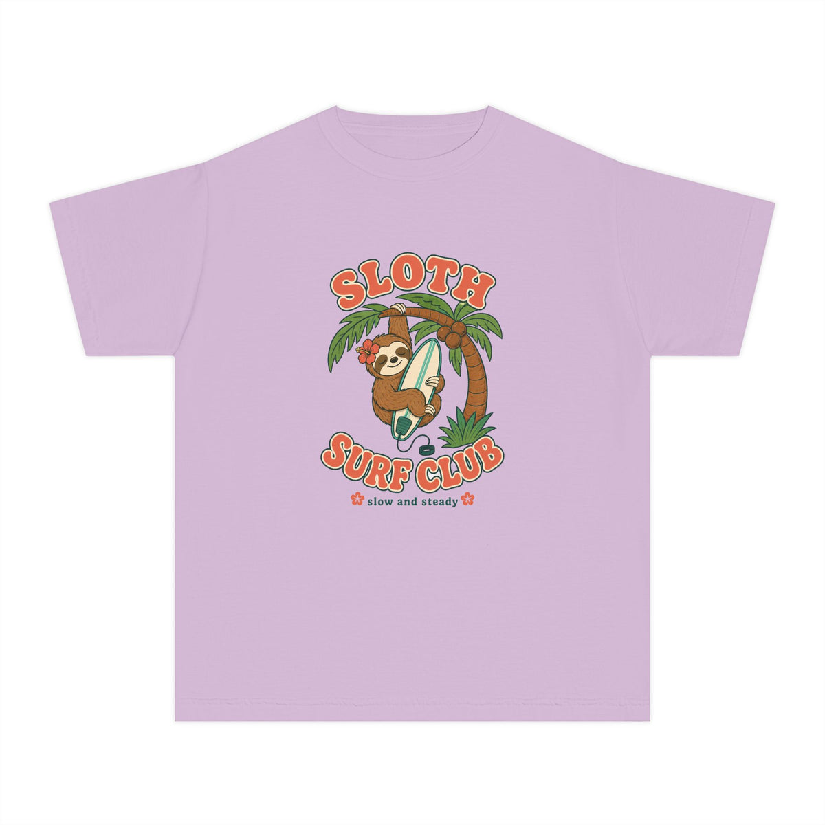 Sloth Surf Club Kids Tee | Sloth Kids Shirt | Youth Beach T-Shirt | Surf Kid Gift