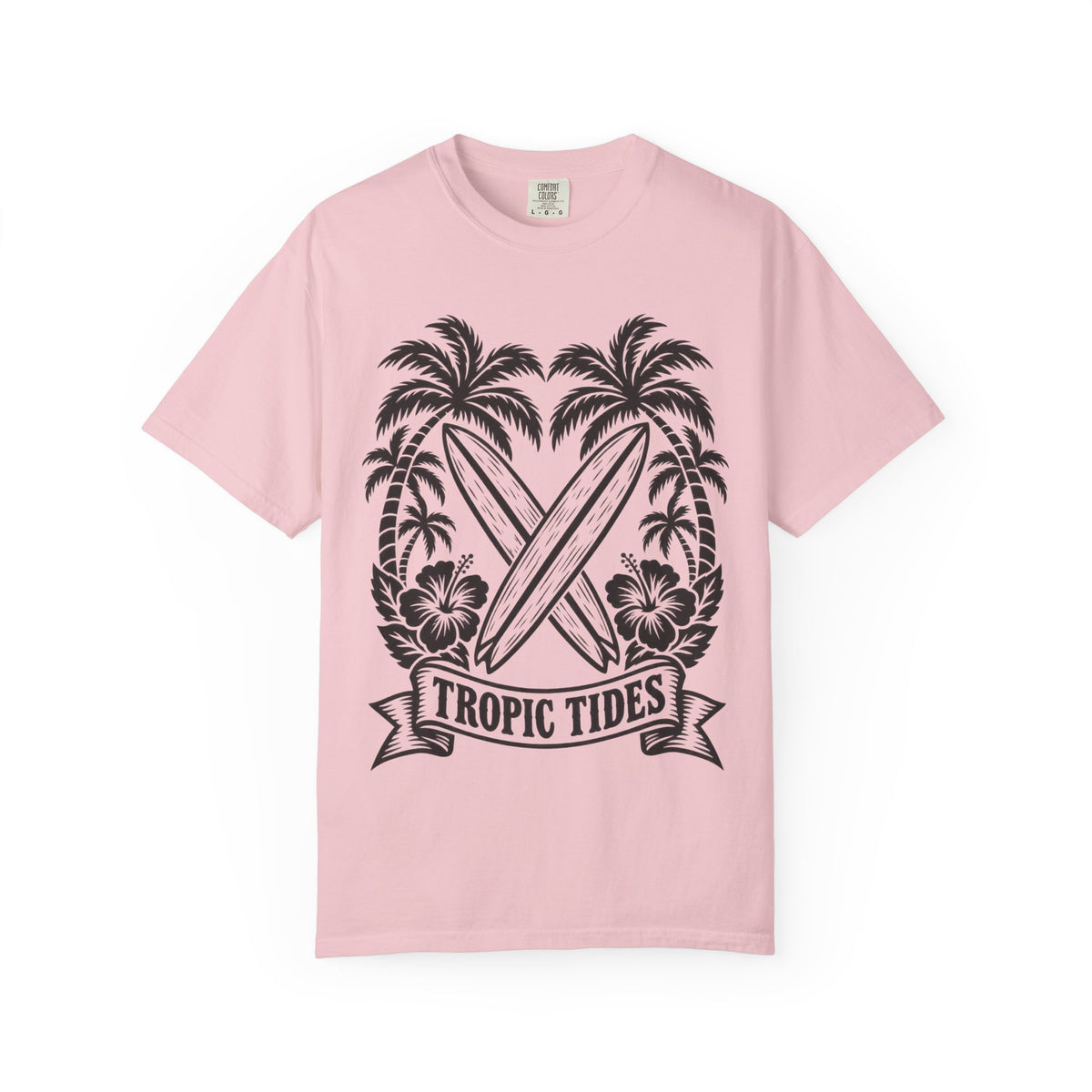 Tropic Tides Surf Shirt | Woodcut Crossed Boards Tee | Comfort Colors T-Shirt